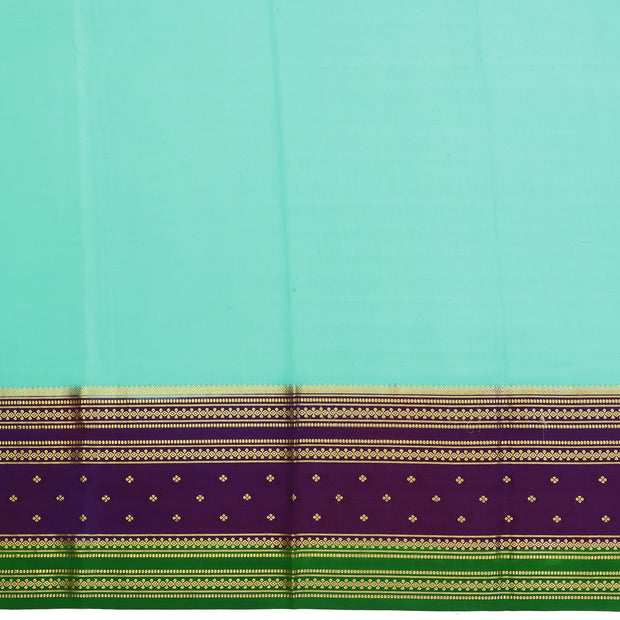 Kuberan sky blue & blue with green border Mysore Silk Saree