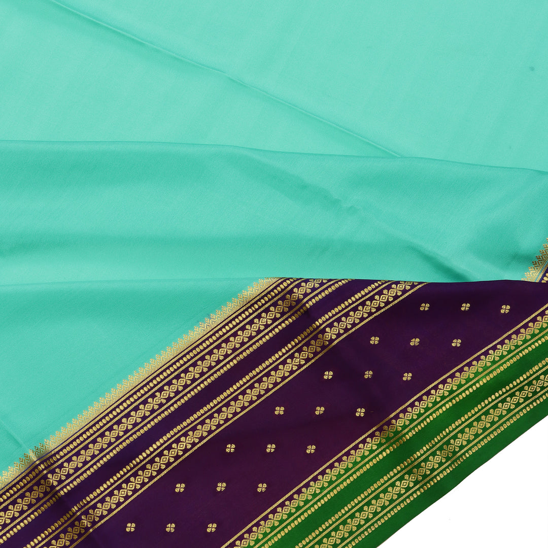 Kuberan sky blue & blue with green border Mysore Silk Saree
