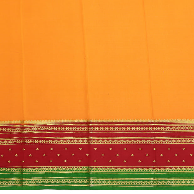 Kuberan orange & maroon with green border Mysore Silk Saree