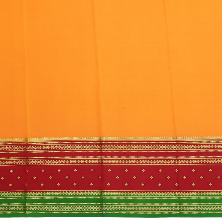 Kuberan orange & maroon with green border Mysore Silk Saree