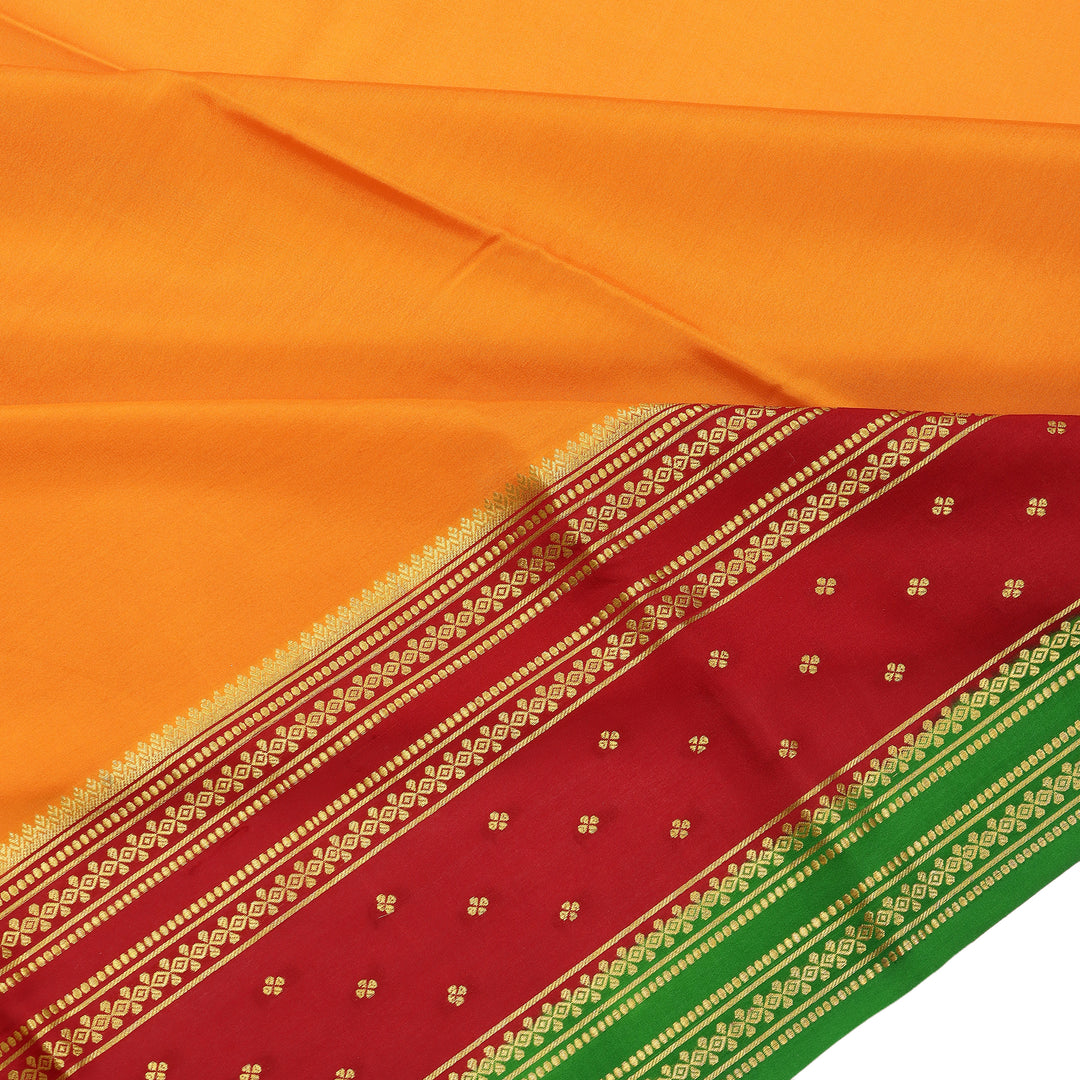 Kuberan orange & maroon with green border Mysore Silk Saree