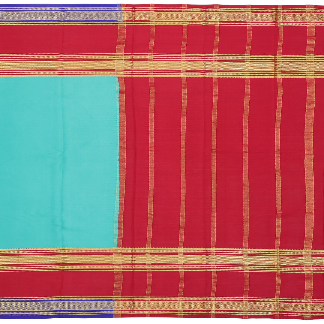 Kuberan sky blue & red with blue border Mysore Silk Saree