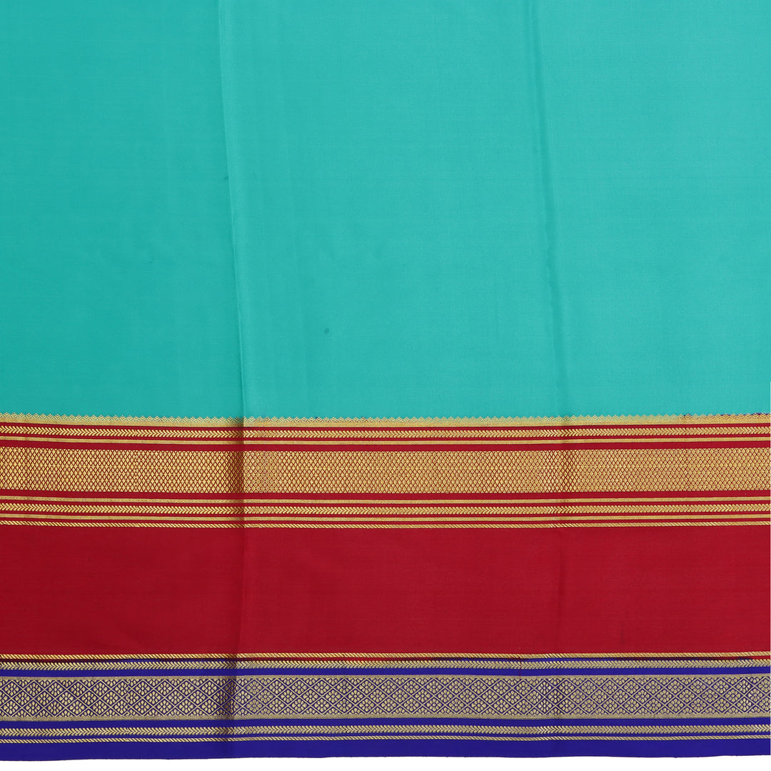 Kuberan sky blue & red with blue border Mysore Silk Saree