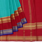 Kuberan sky blue & red with blue border Mysore Silk Saree