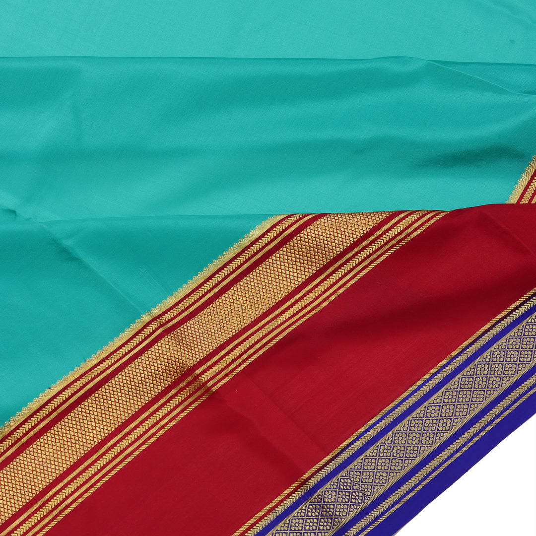 Kuberan sky blue & red with blue border Mysore Silk Saree