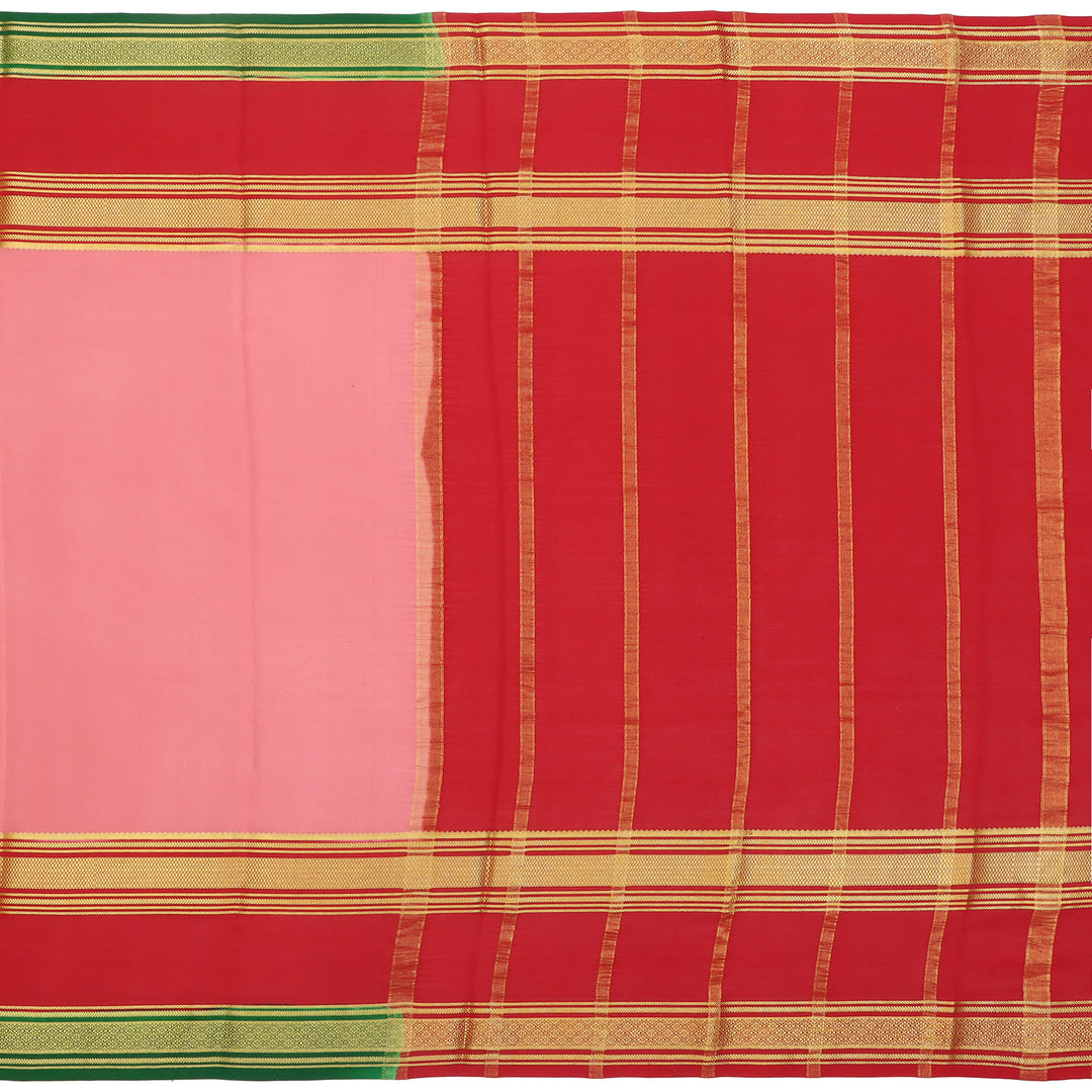 Kuberan peach & red with green border Mysore Silk Saree