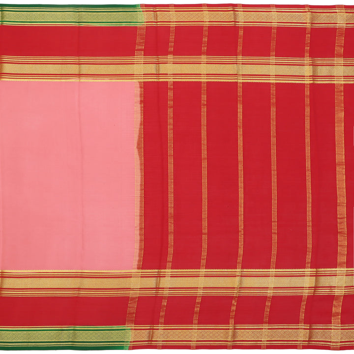 Kuberan peach & red with green border Mysore Silk Saree