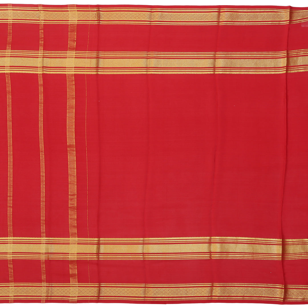Kuberan peach & red with green border Mysore Silk Saree