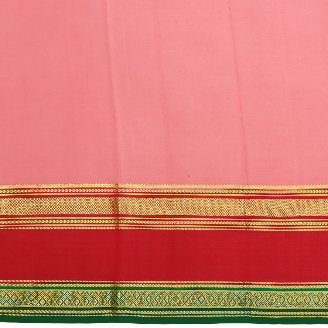 Kuberan peach & red with green border Mysore Silk Saree