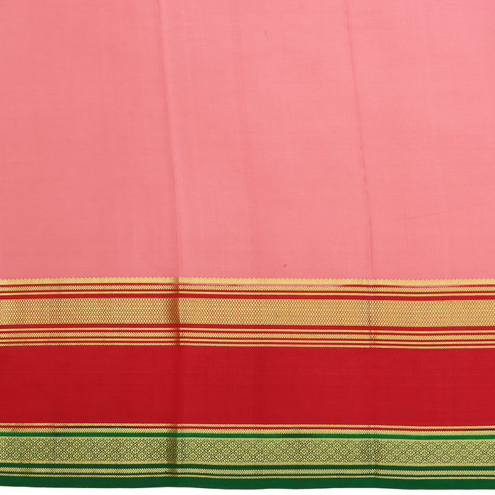Kuberan peach & red with green border Mysore Silk Saree