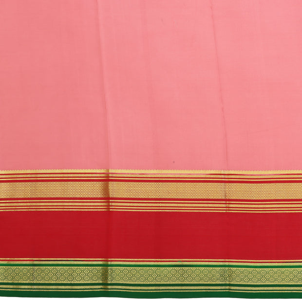 Kuberan peach & red with green border Mysore Silk Saree