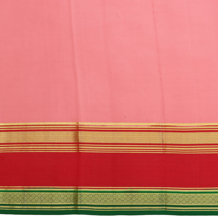 Kuberan peach & red with green border Mysore Silk Saree