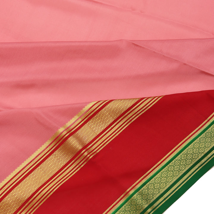 Kuberan peach & red with green border Mysore Silk Saree