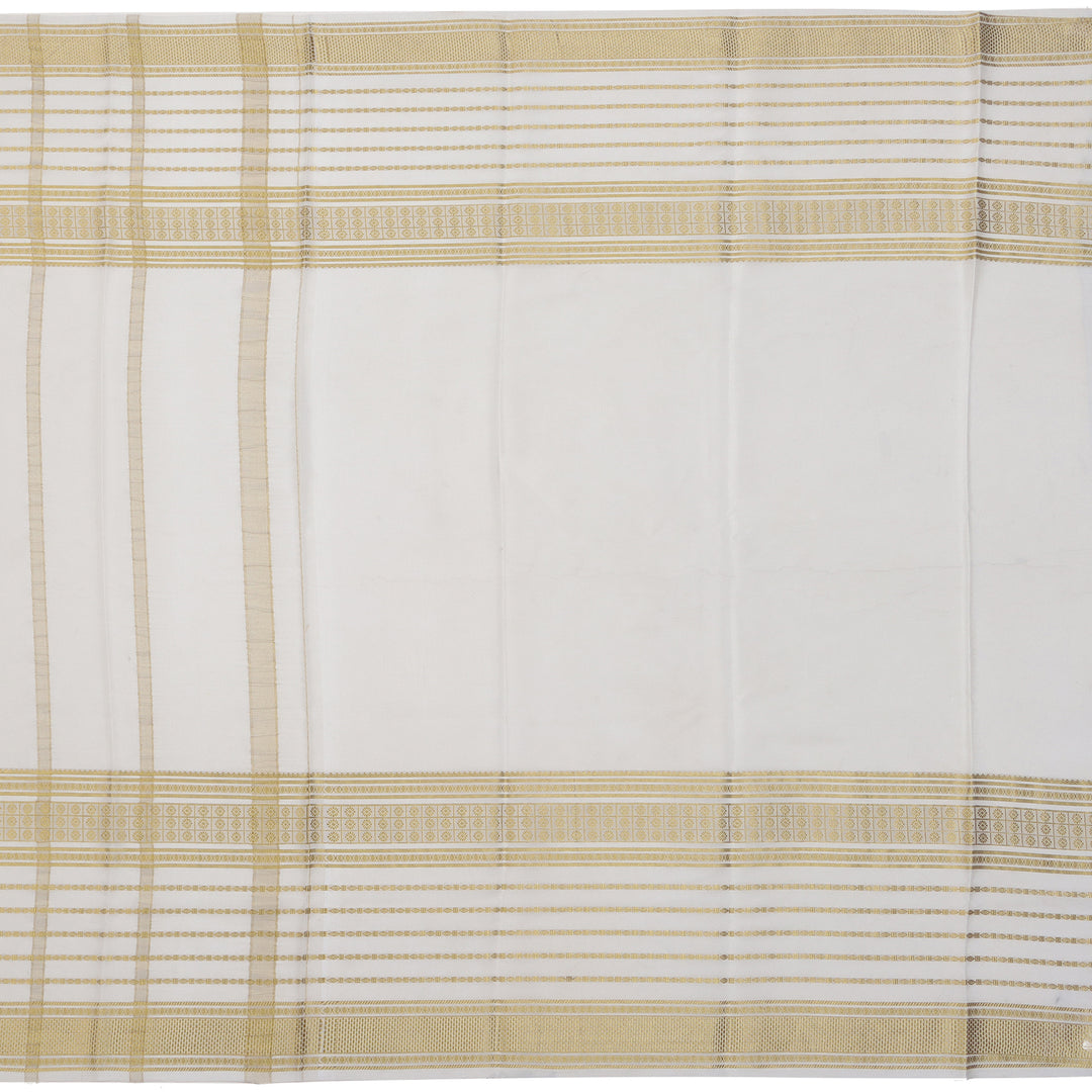 Kuberan red & off white with blue border Mysore Silk Saree