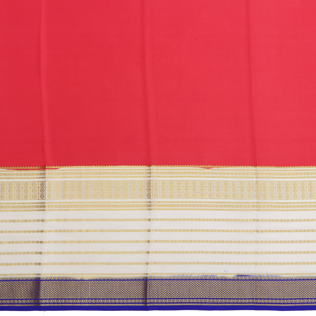 Kuberan red & off white with blue border Mysore Silk Saree