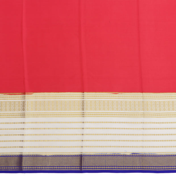 Kuberan red & off white with blue border Mysore Silk Saree