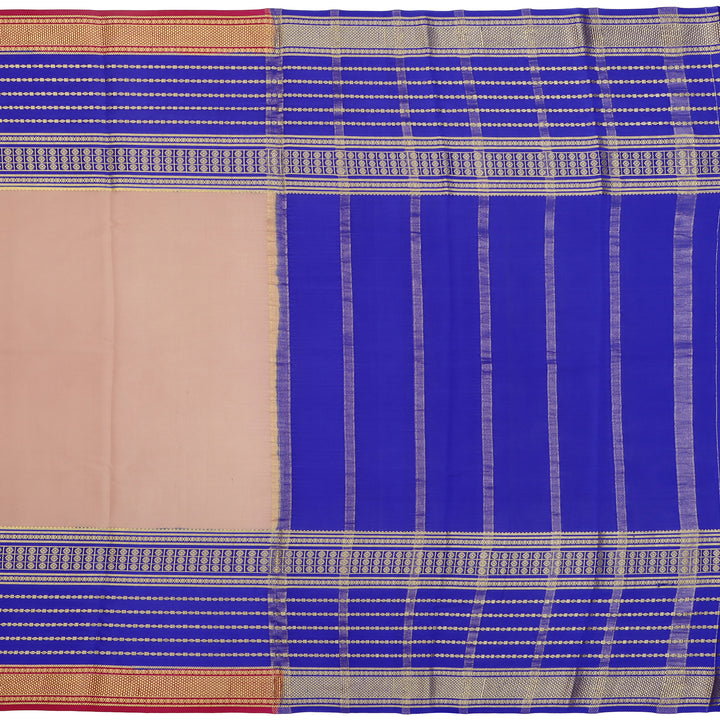 Kuberan peach & blue with red border Mysore Silk Saree