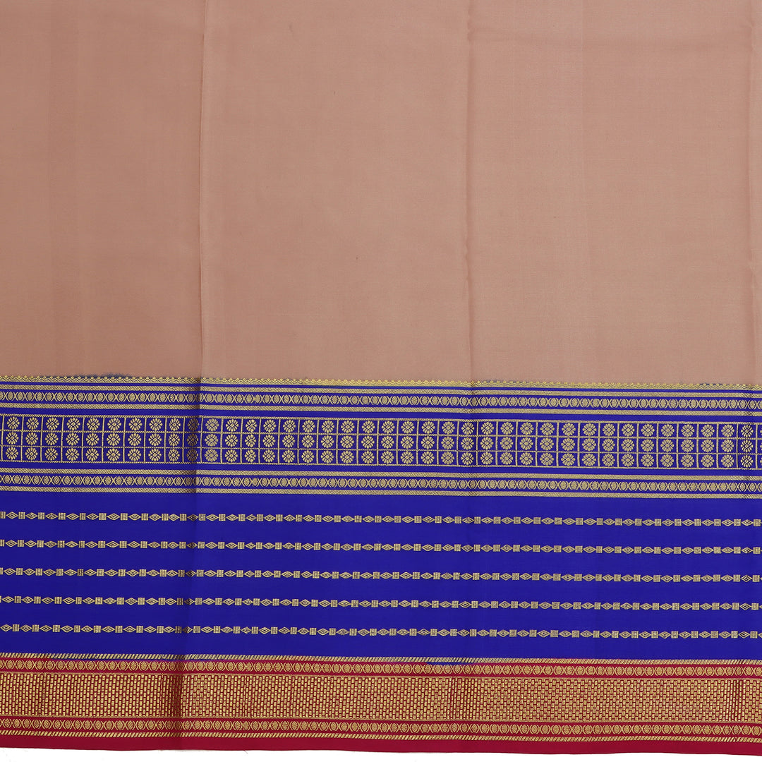 Kuberan peach & blue with red border Mysore Silk Saree