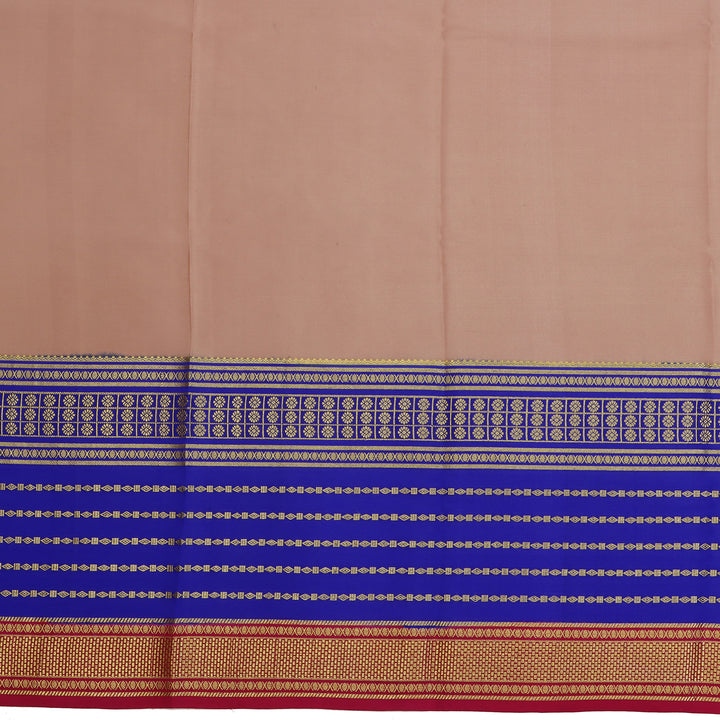 Kuberan peach & blue with red border Mysore Silk Saree