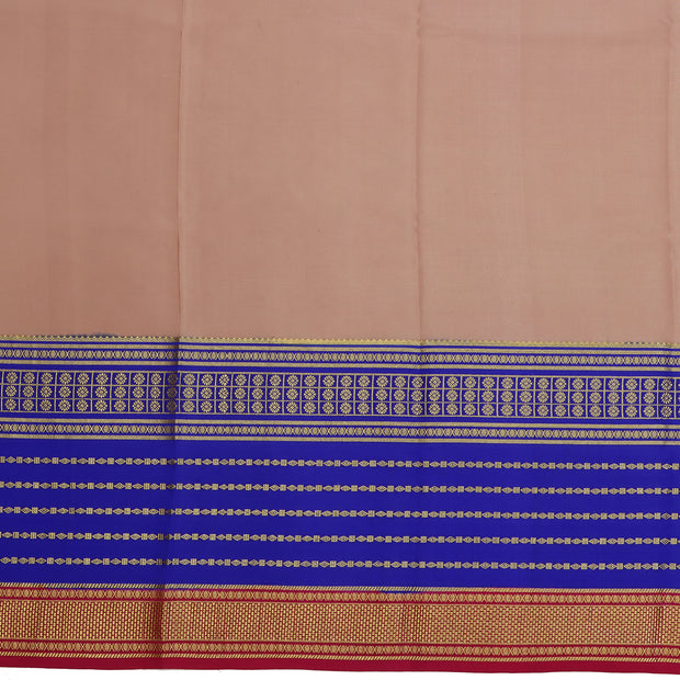 Kuberan peach & blue with red border Mysore Silk Saree