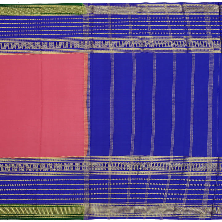 Kuberan peach & blue with green border Mysore Silk Saree
