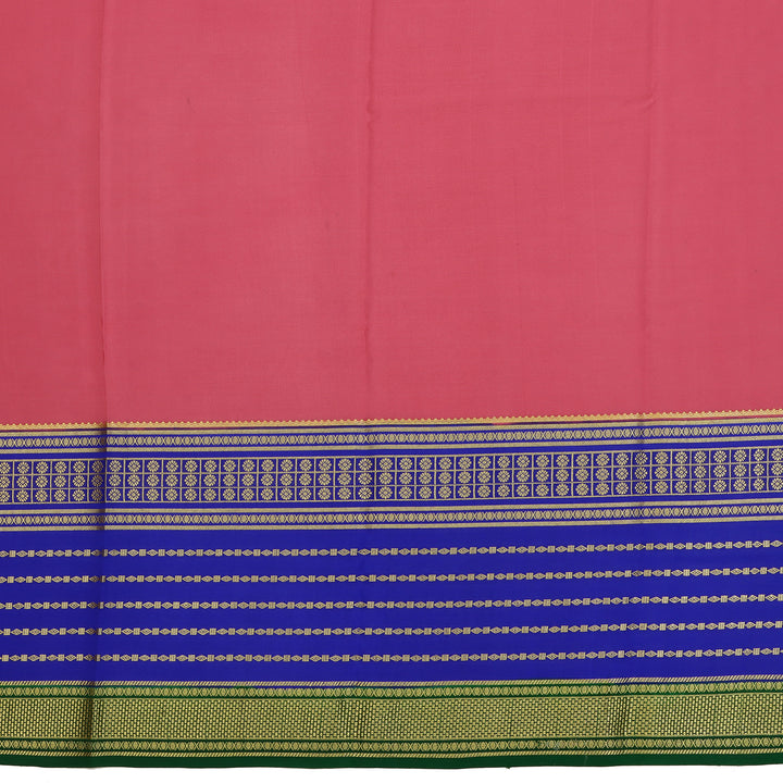 Kuberan peach & blue with green border Mysore Silk Saree
