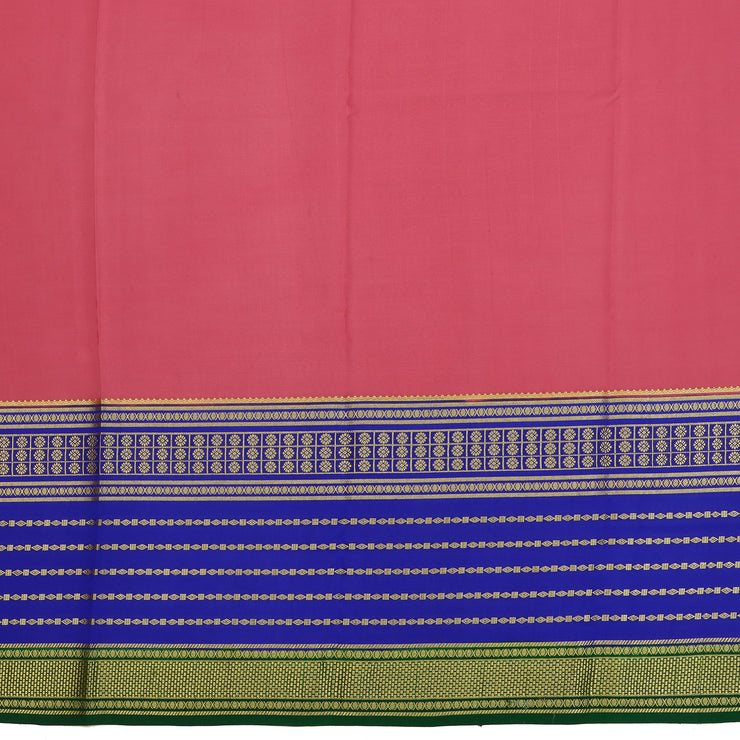 Kuberan peach & blue with green border Mysore Silk Saree