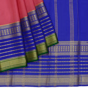 Kuberan peach & blue with green border Mysore Silk Saree