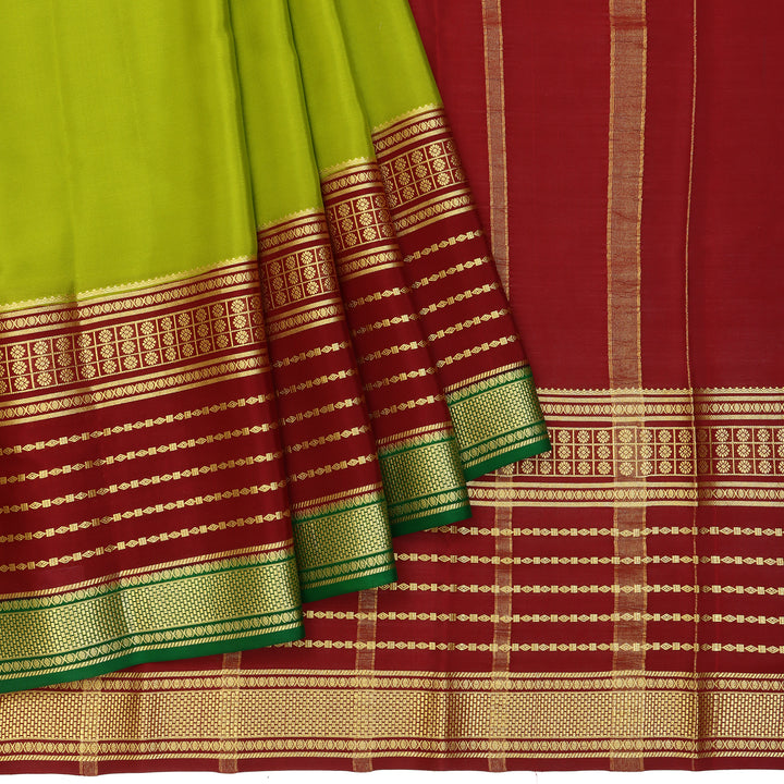 Kuberan green with maroon  Mysore Silk Saree