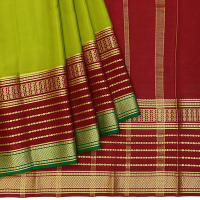 Kuberan green with maroon  Mysore Silk Saree