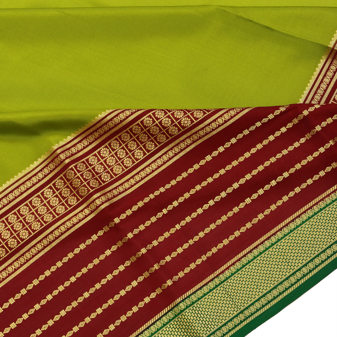 Kuberan green with maroon  Mysore Silk Saree