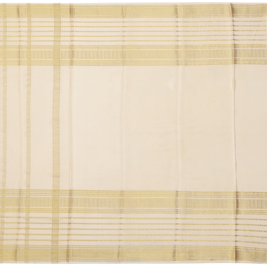 Kuberan red & off white with green border Mysore Silk Saree