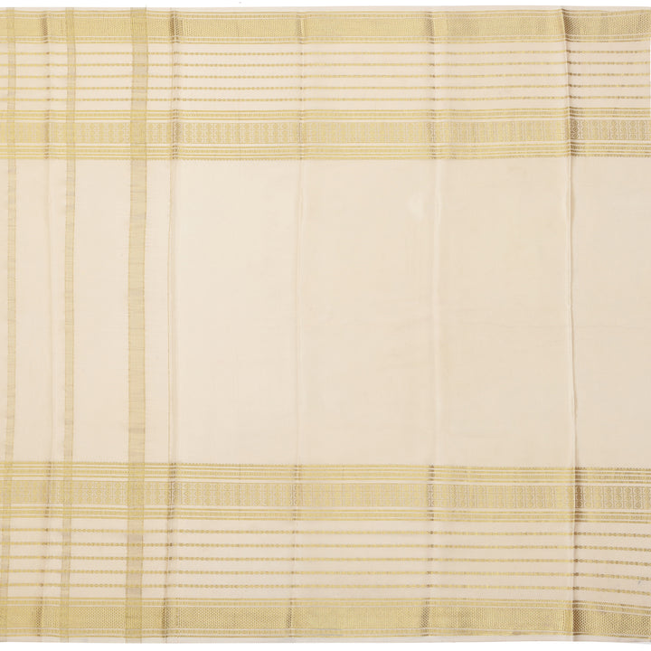 Kuberan red & off white with green border Mysore Silk Saree