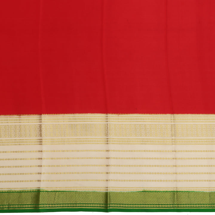 Kuberan red & off white with green border Mysore Silk Saree