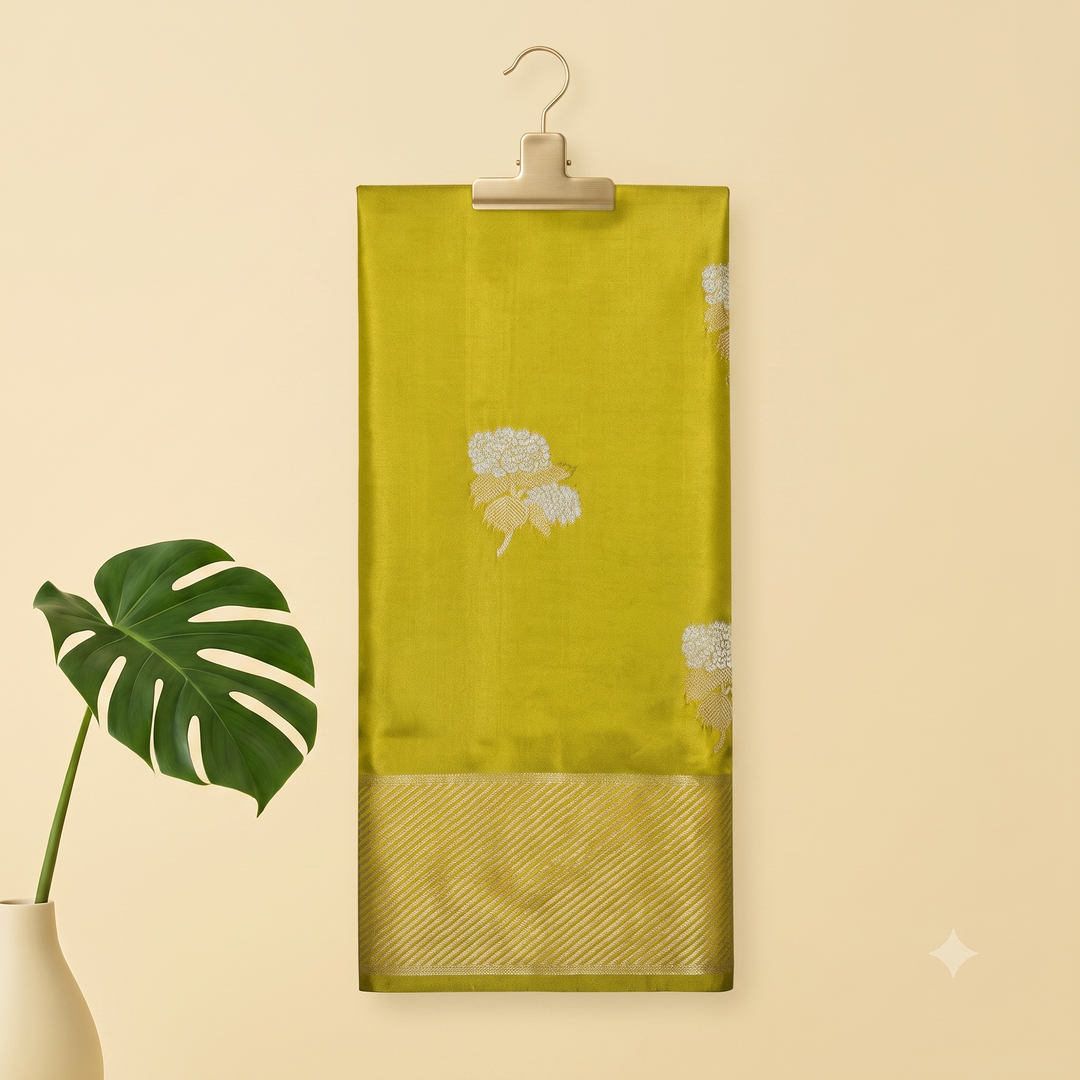 KUBERAN PARROT GREEN CHIFFON SAREE