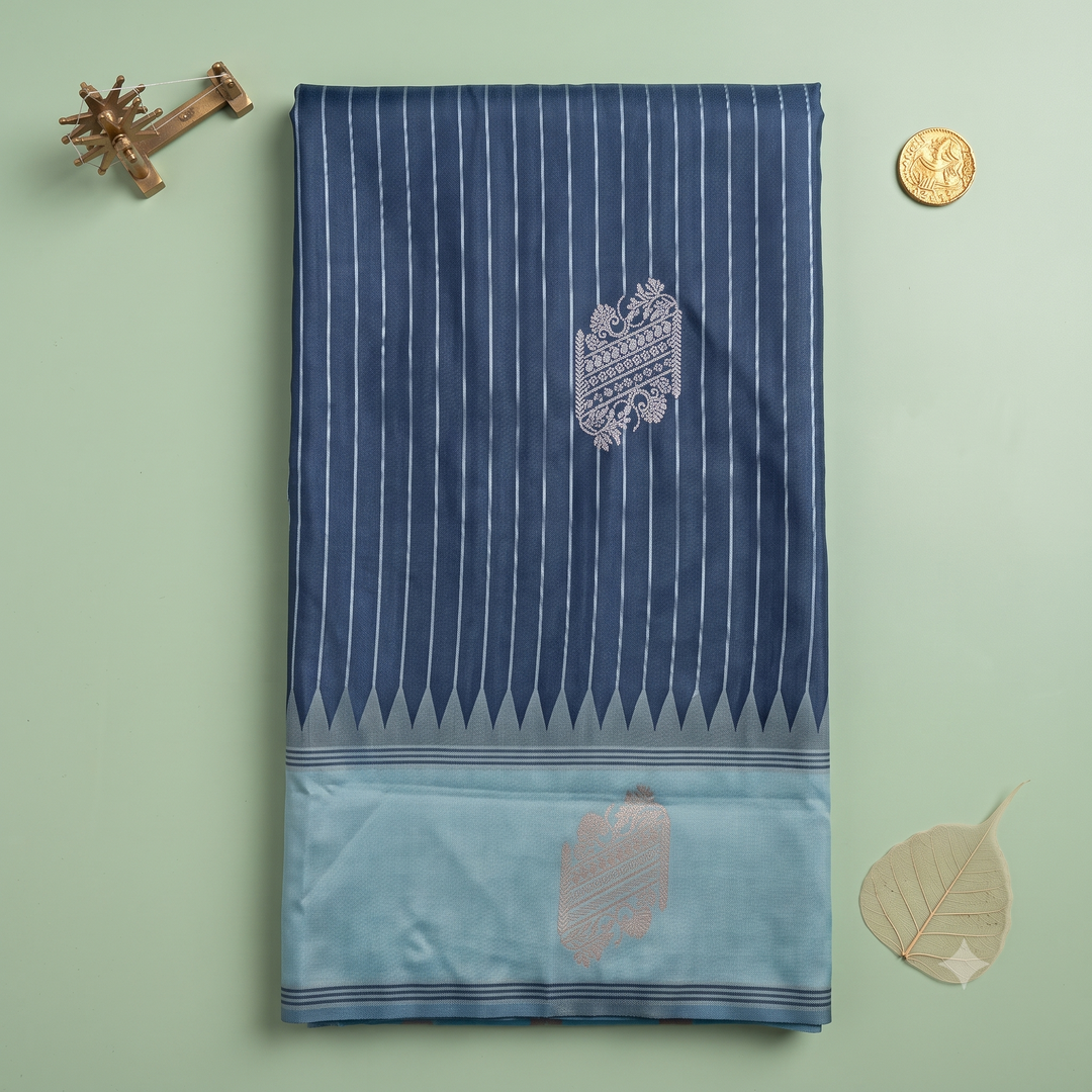 KUBERAN NAVY BLUE SEMI SOFT SILK SAREE