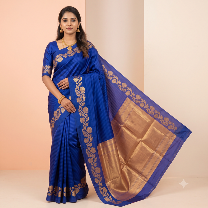 KUBERAN ROYAL BLUE PURE BANARASI SAREE