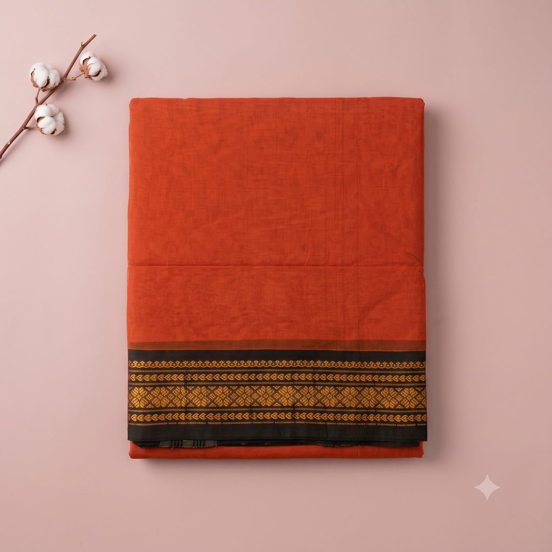 KUBERAN ORANGE COTTON SAREE