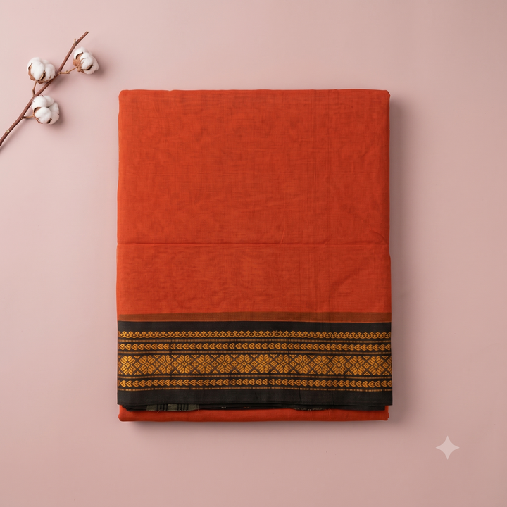 KUBERAN ORANGE COTTON SAREE