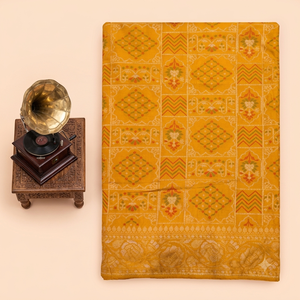 KUBERAN SAFFRON YELLOW PURE BANARASI SILK SAREE