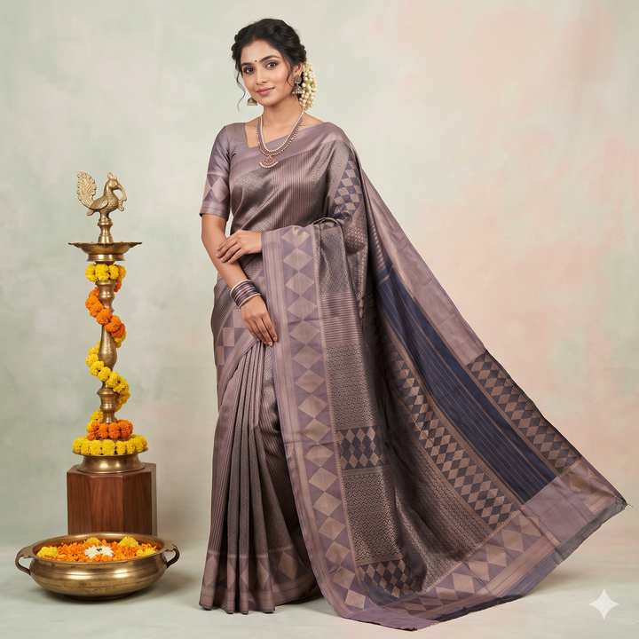 Kuberan purple Pure Banarasi Silk Saree