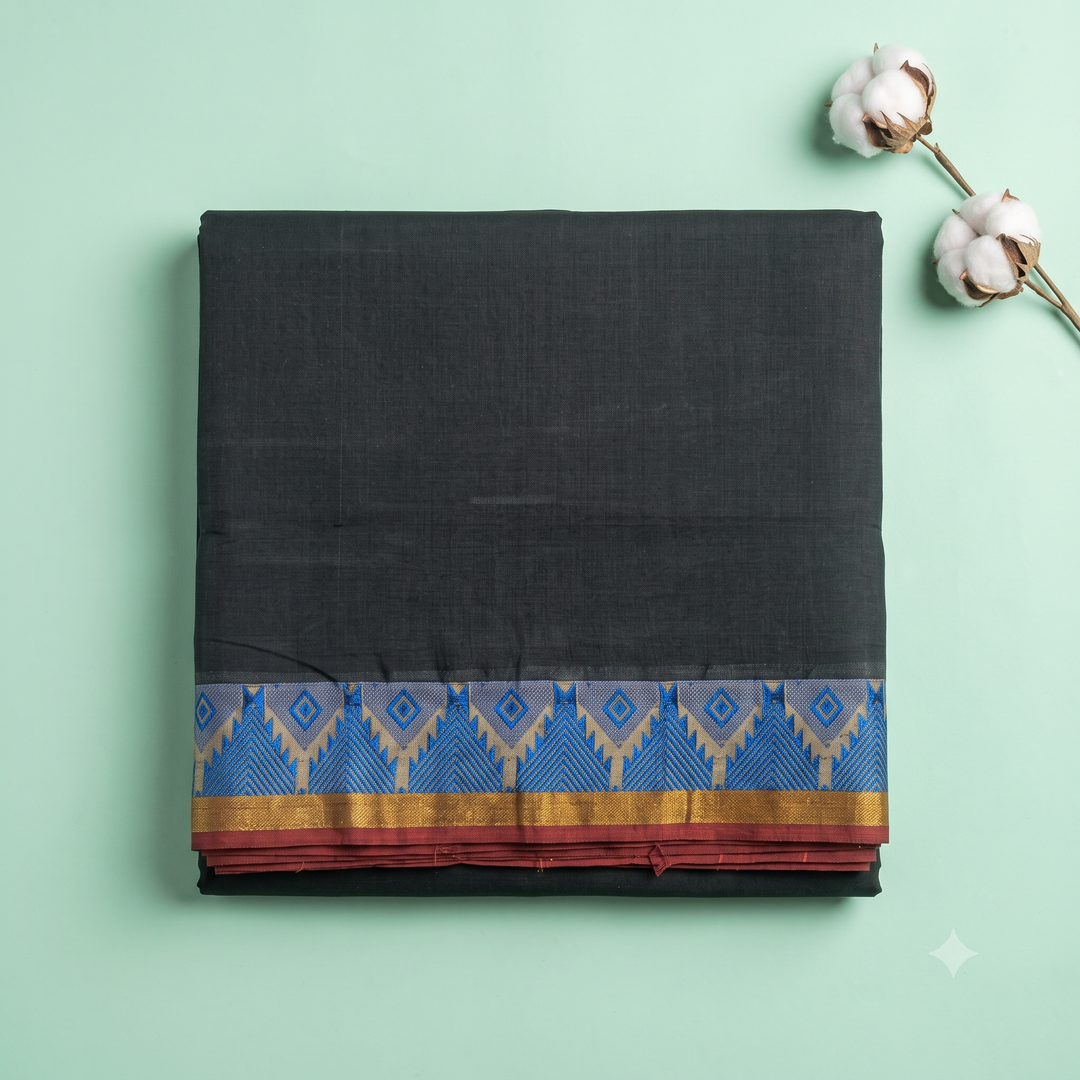 KUBERAN BOTTLE GREEN COTTON SAREE