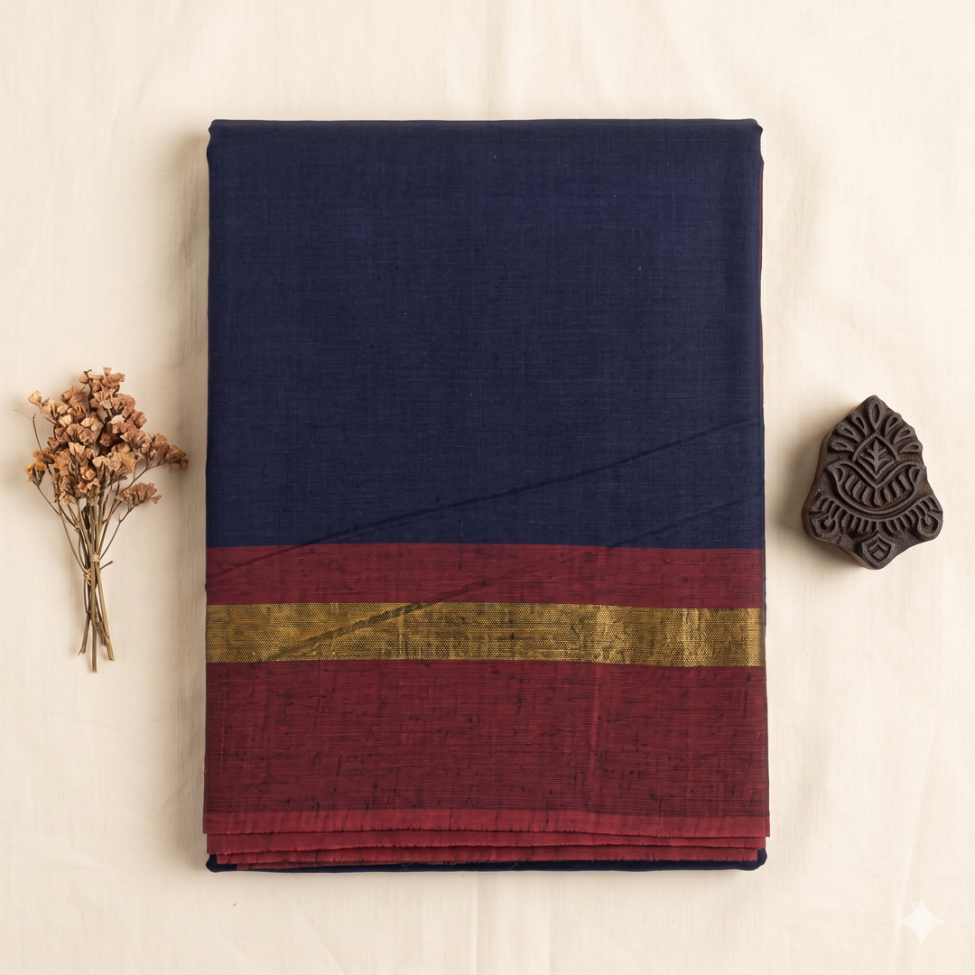 KUBERAN NAVY BLUE COTTON DANCE SAREE