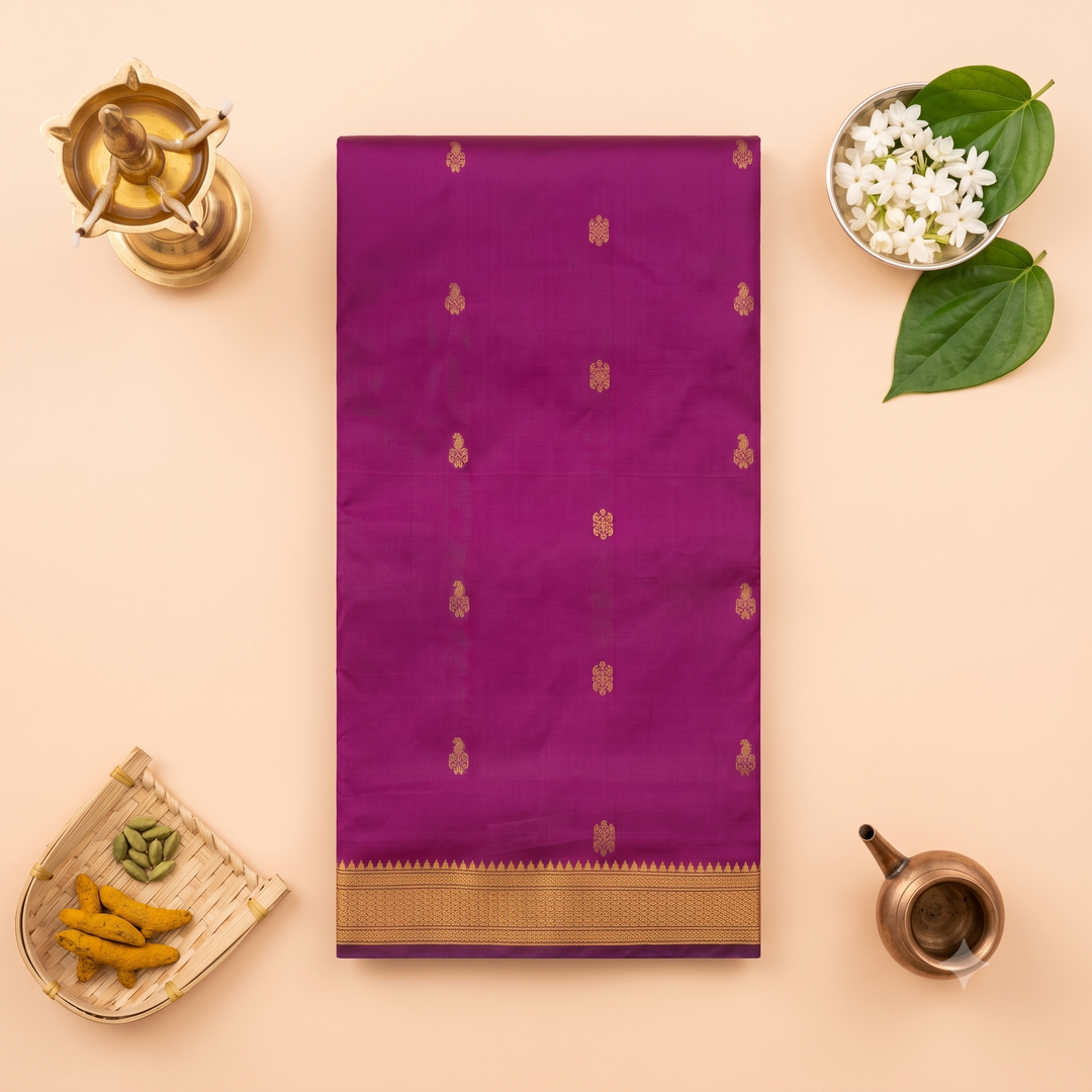 Kuberan Dark Pink 9-Yard Pure Silk Saree