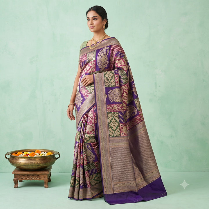 KUBERAN PURPLE PURE HANDLOOM SAREE