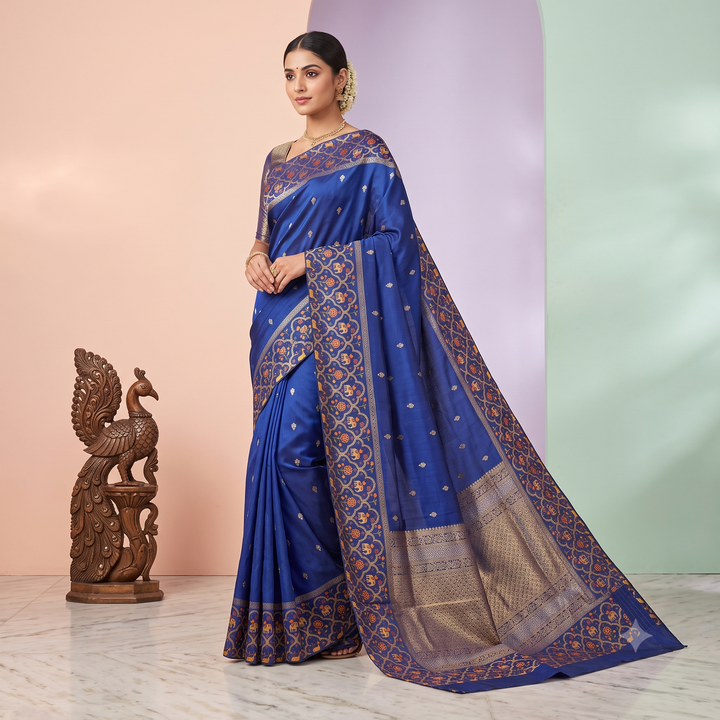 KUBERAN BLUE PURE MASHRU CHIFFON SAREE