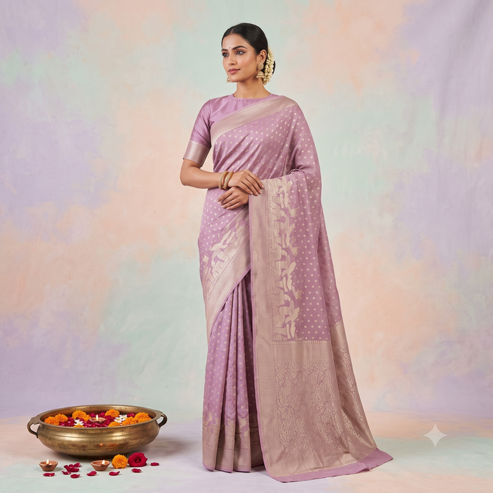KUBERAN LAVENDER BANARAS GEORGETTE SAREE