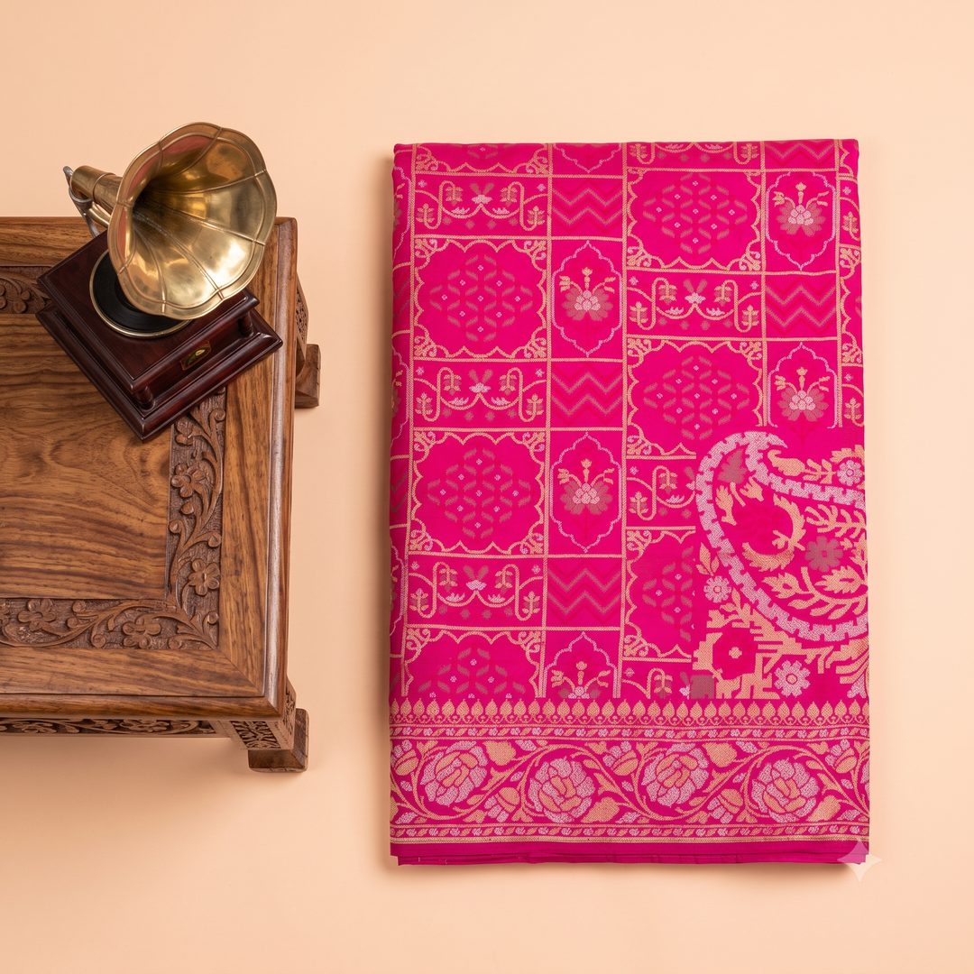 KUBERAN PINK PURE BANARASI SILK SAREE