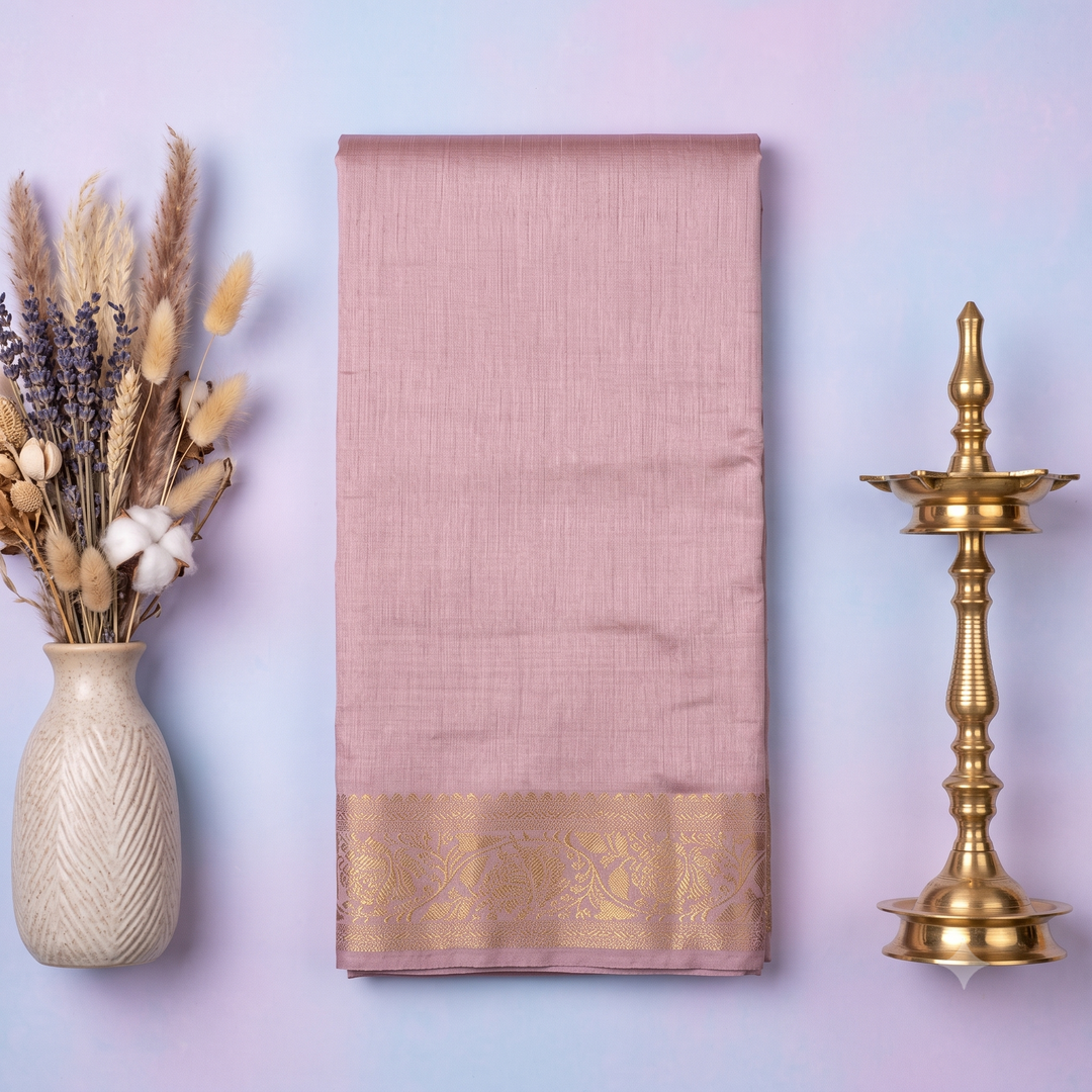 KUBERAN BLUSH PINK RAW SILK SAREE