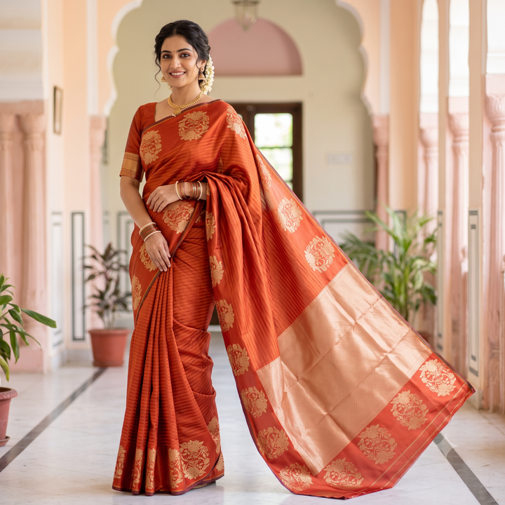 KUBERAN RED PURE BANARASI SAREE